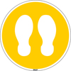 Panneau de marquage au sol Se tenir ici, Blanc sur jaune, Rond, PIC 912, 350,00 mm (∅), 0